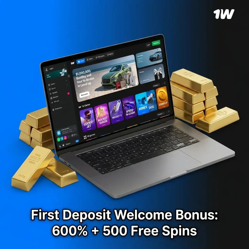 1w Casino Ireland first deposit welcome bonus 600% up to €10,000 plus 500 Free Spins for new players