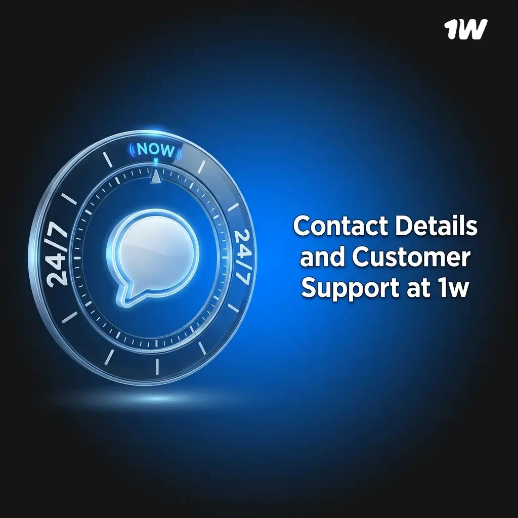 1w customer support options for Irish players including live chat, email, FAQ, and social media available 24/7