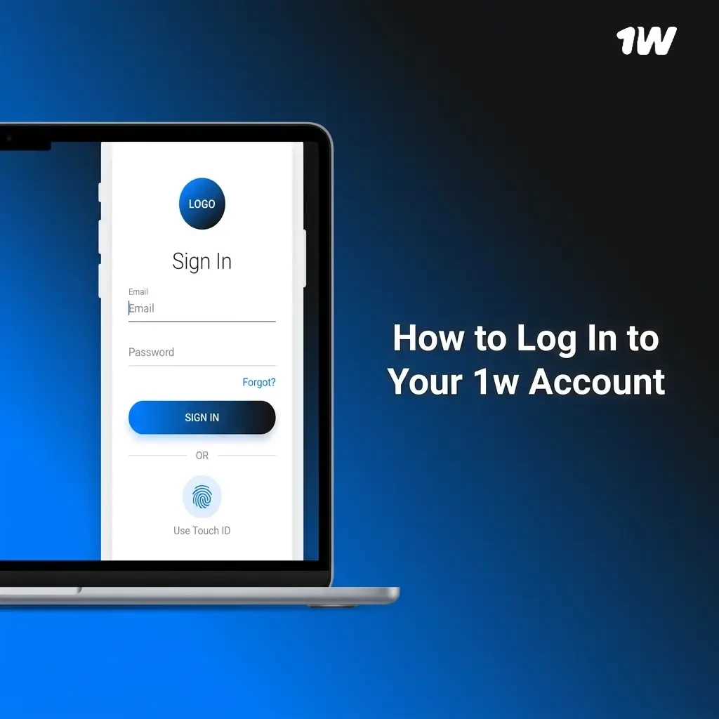 Steps to log in to a 1w account using email, password, and two-factor authentication on the sign-in page