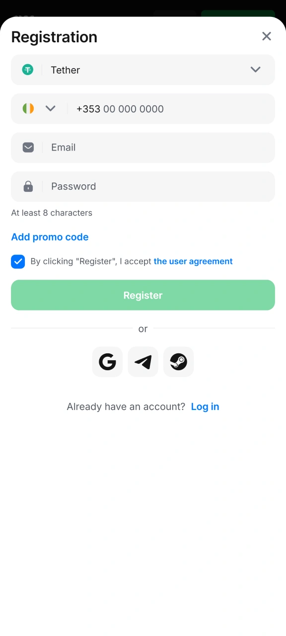 Complete quick registration directly in the 1w app.