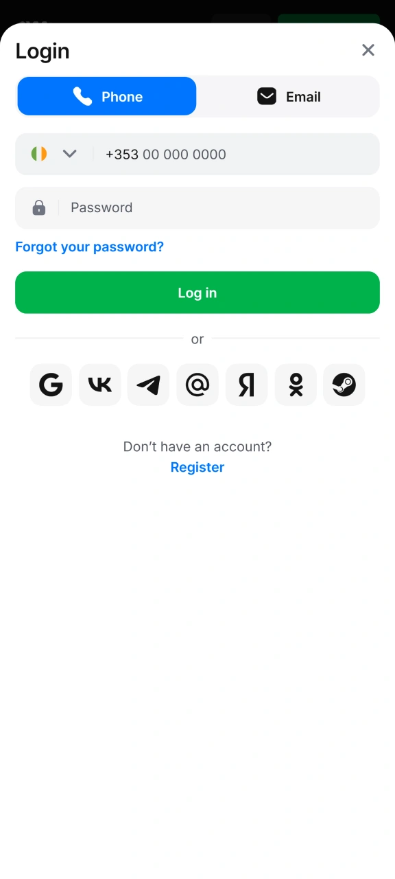 Log in to your 1w account using your username and password.
