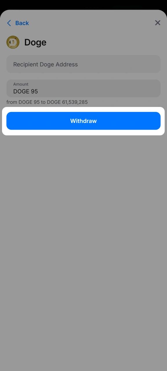 Complete the withdrawal request from your 1w account.