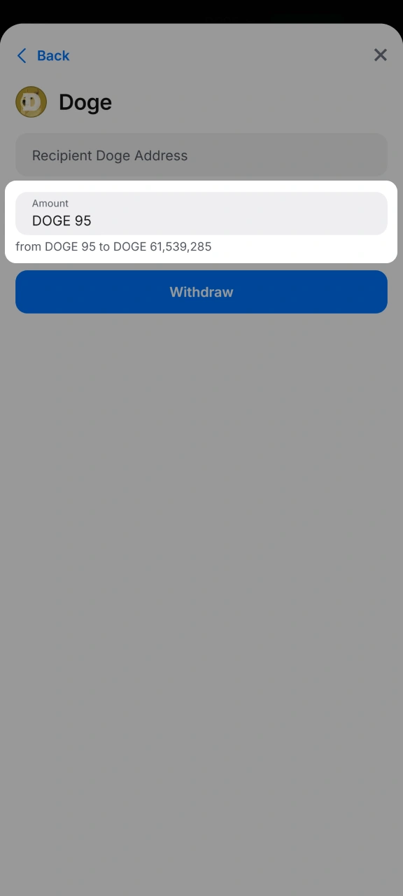 Enter the amount to withdraw from your 1w account.