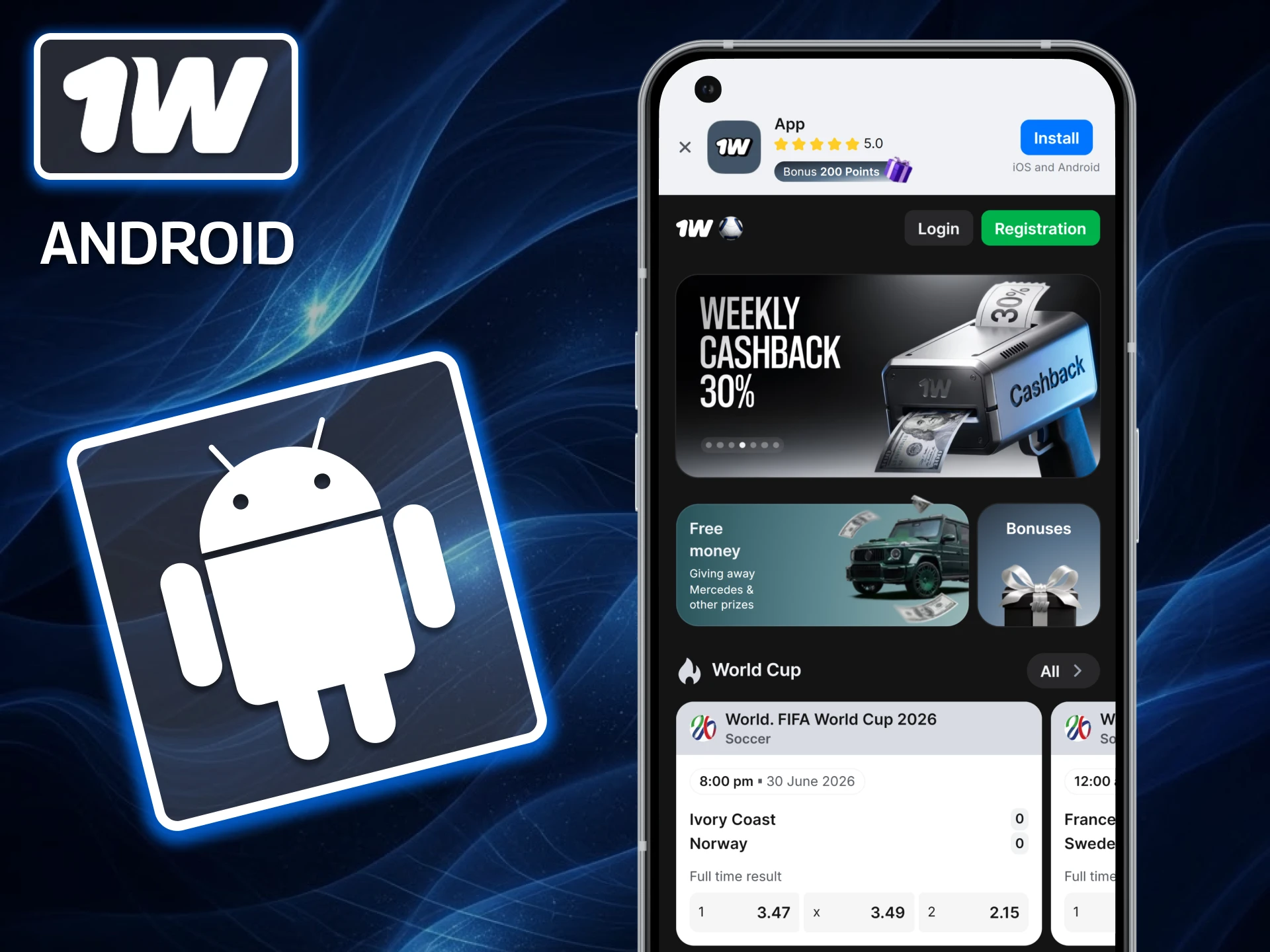 Install the 1w app for Android to get quick access to your favorite games.