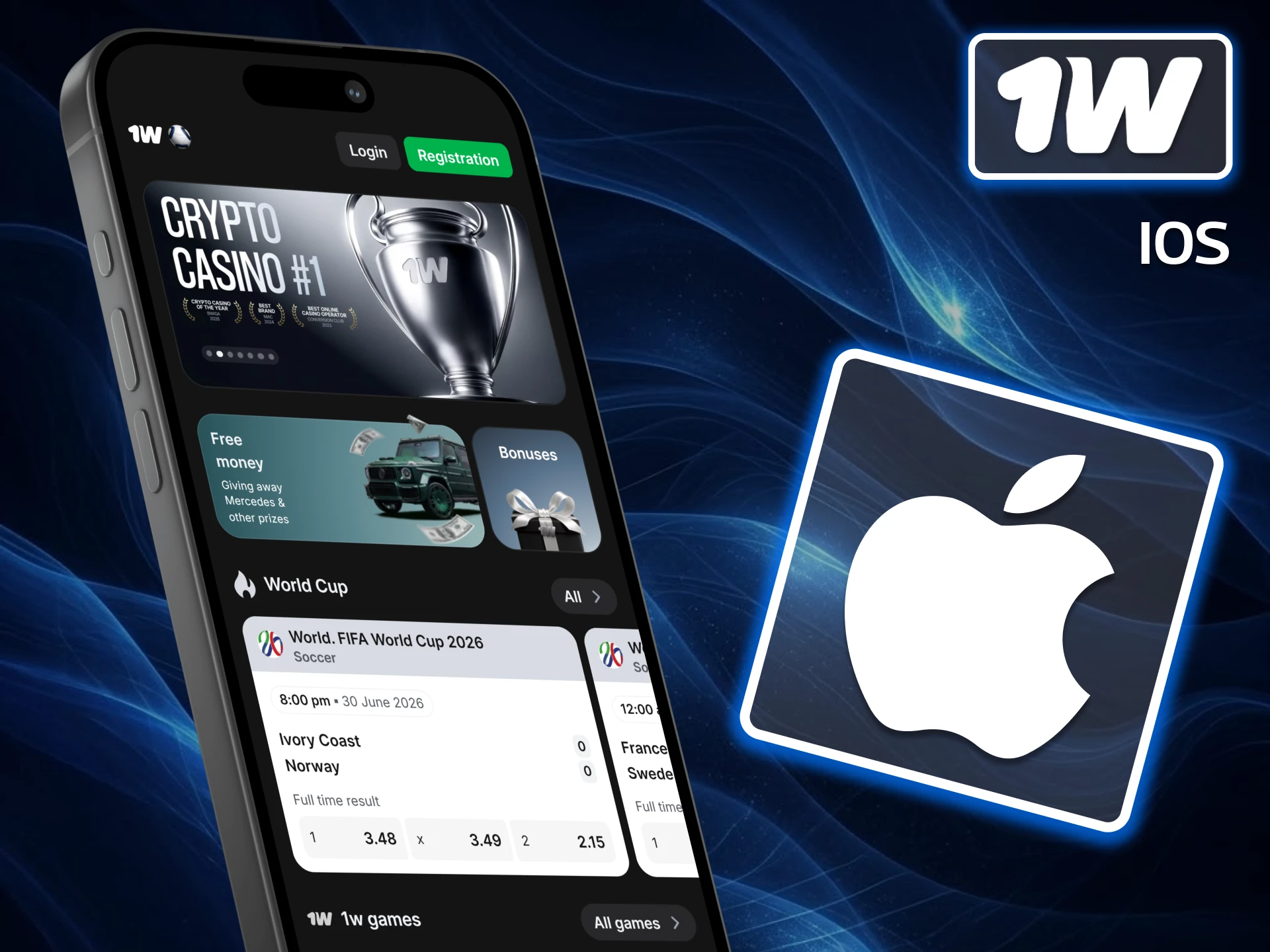 Use the mobile version of the 1w platform on your iOS device.