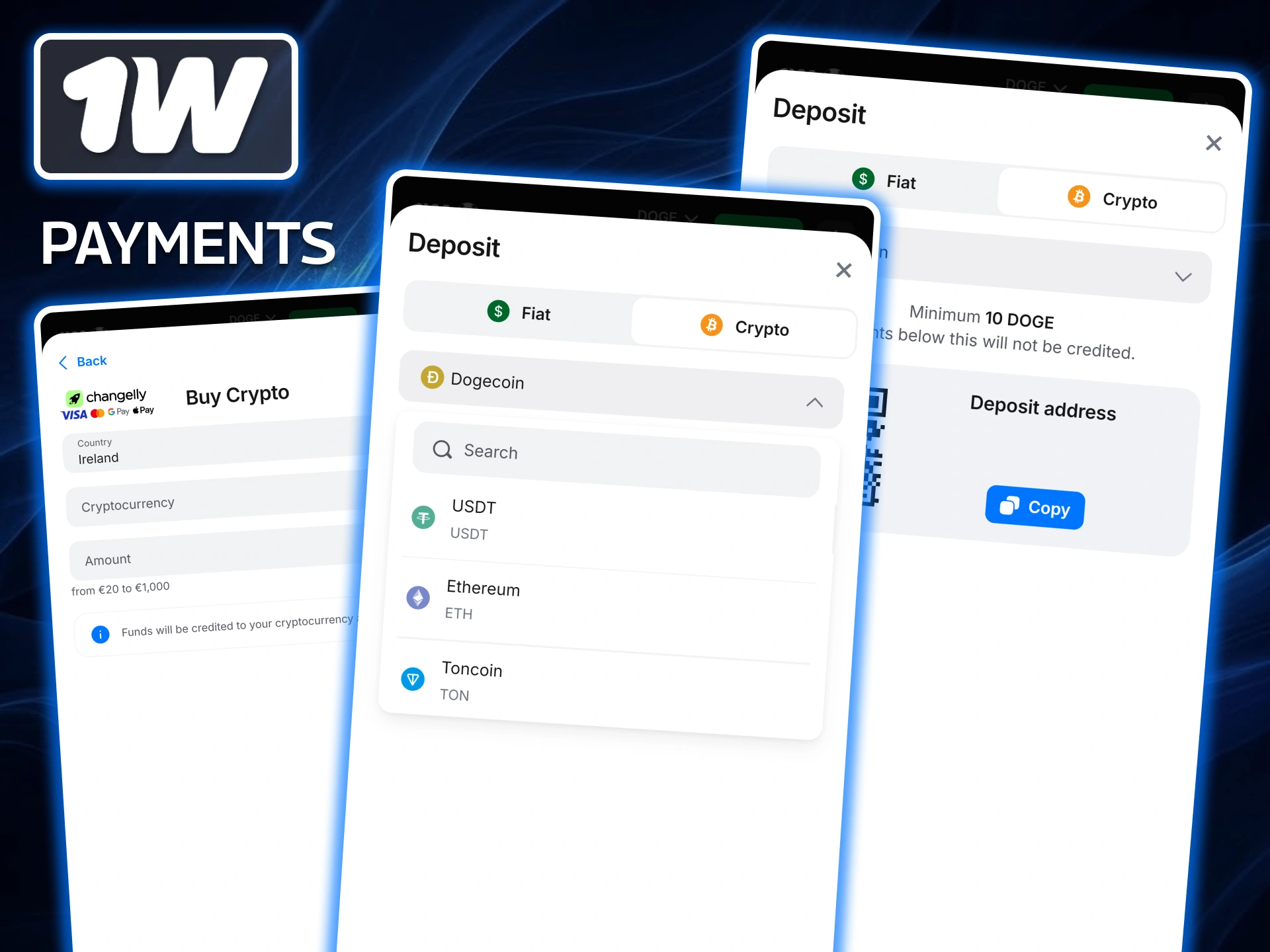 Review the diverse payment options in the 1w app, featuring fast processing and top local payment systems.