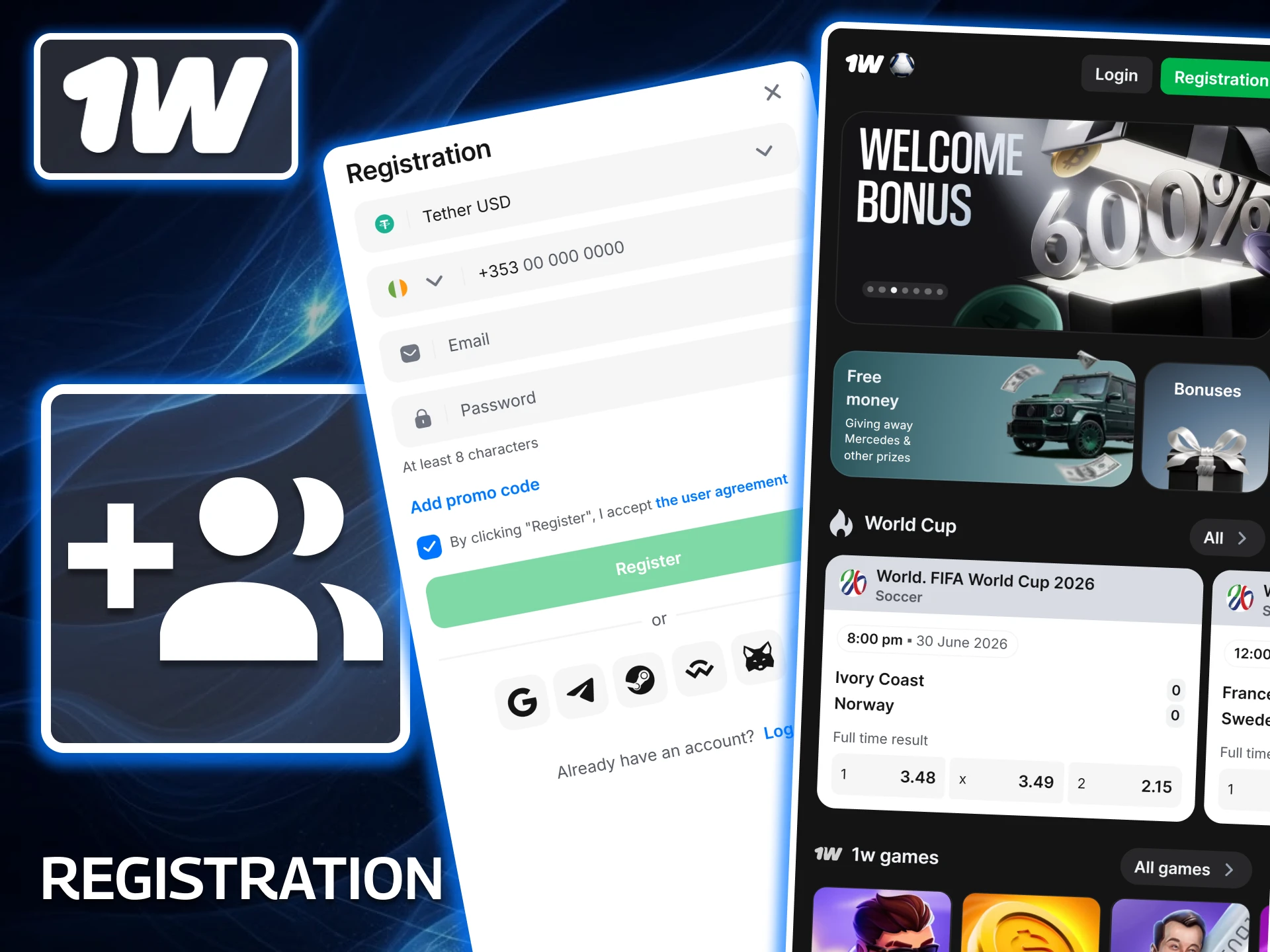 Learn how to quickly set up your account by completing your registration via the 1w application on your smartphone.