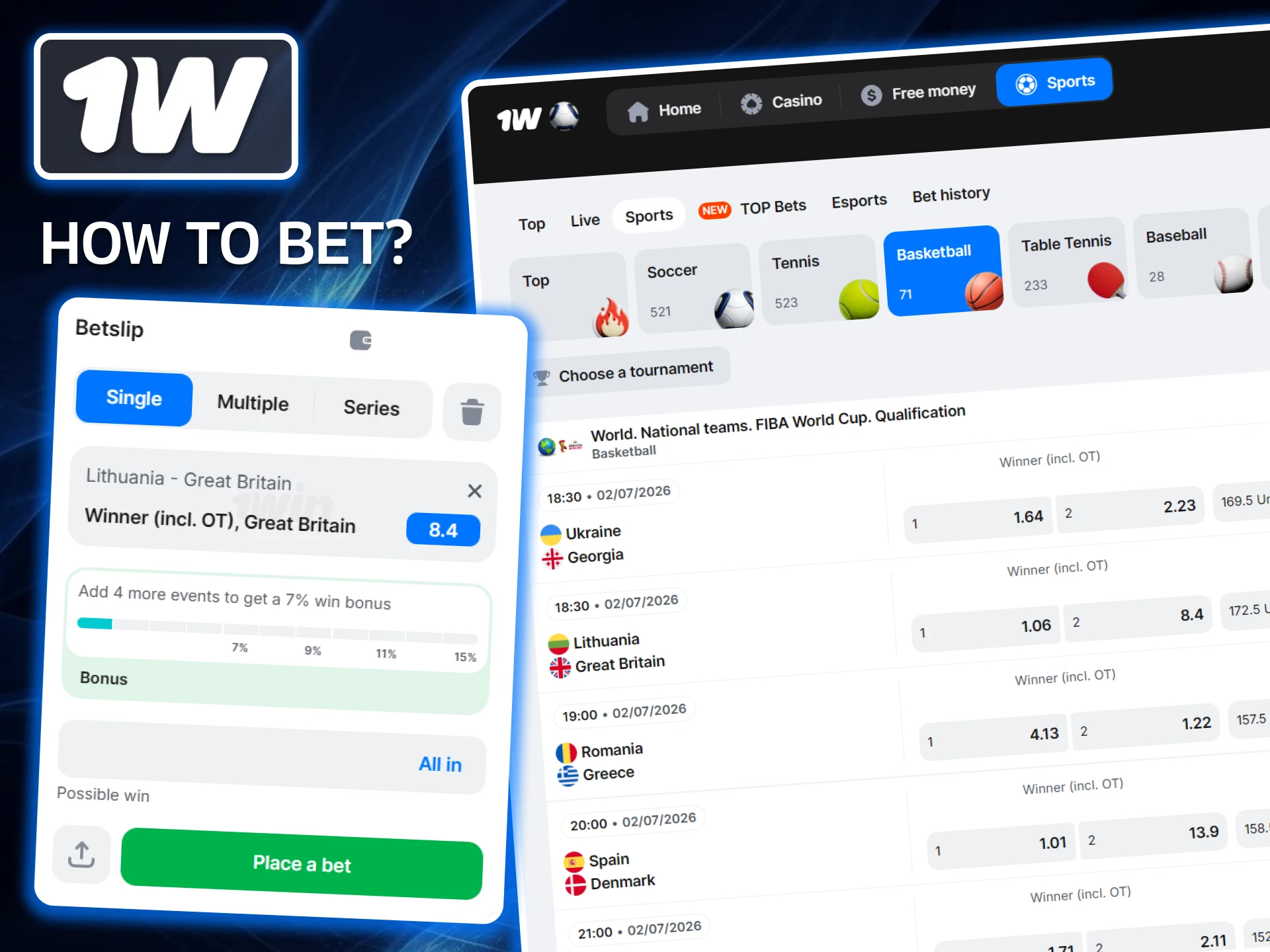 Find out exactly how to place a basketball bet on the 1w website with the help of our guide.