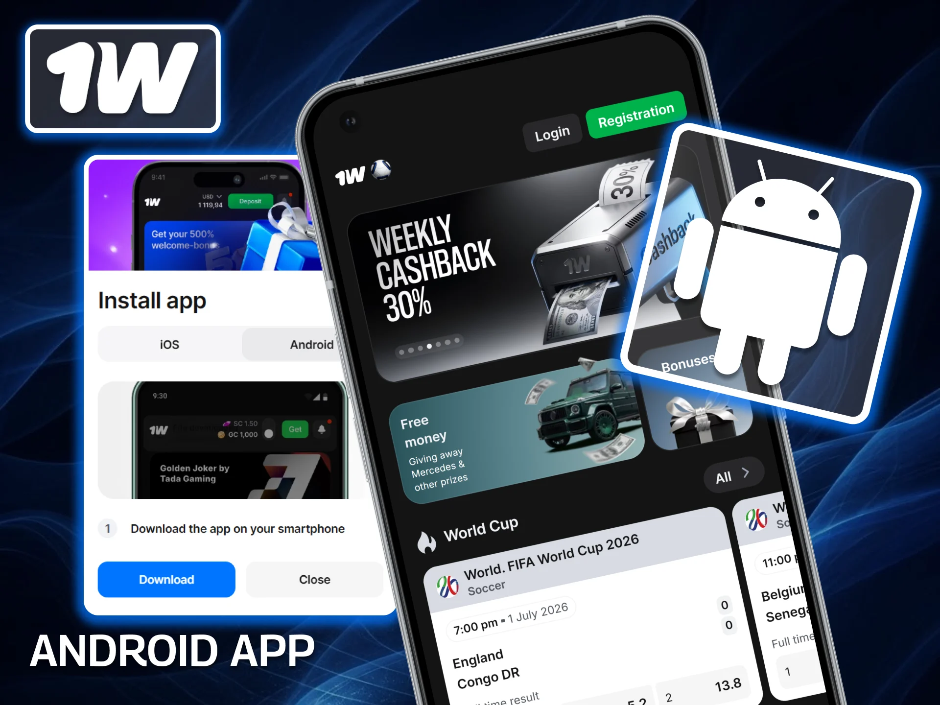 Install the secure 1w app for Android directly on your smartphone or tablet.