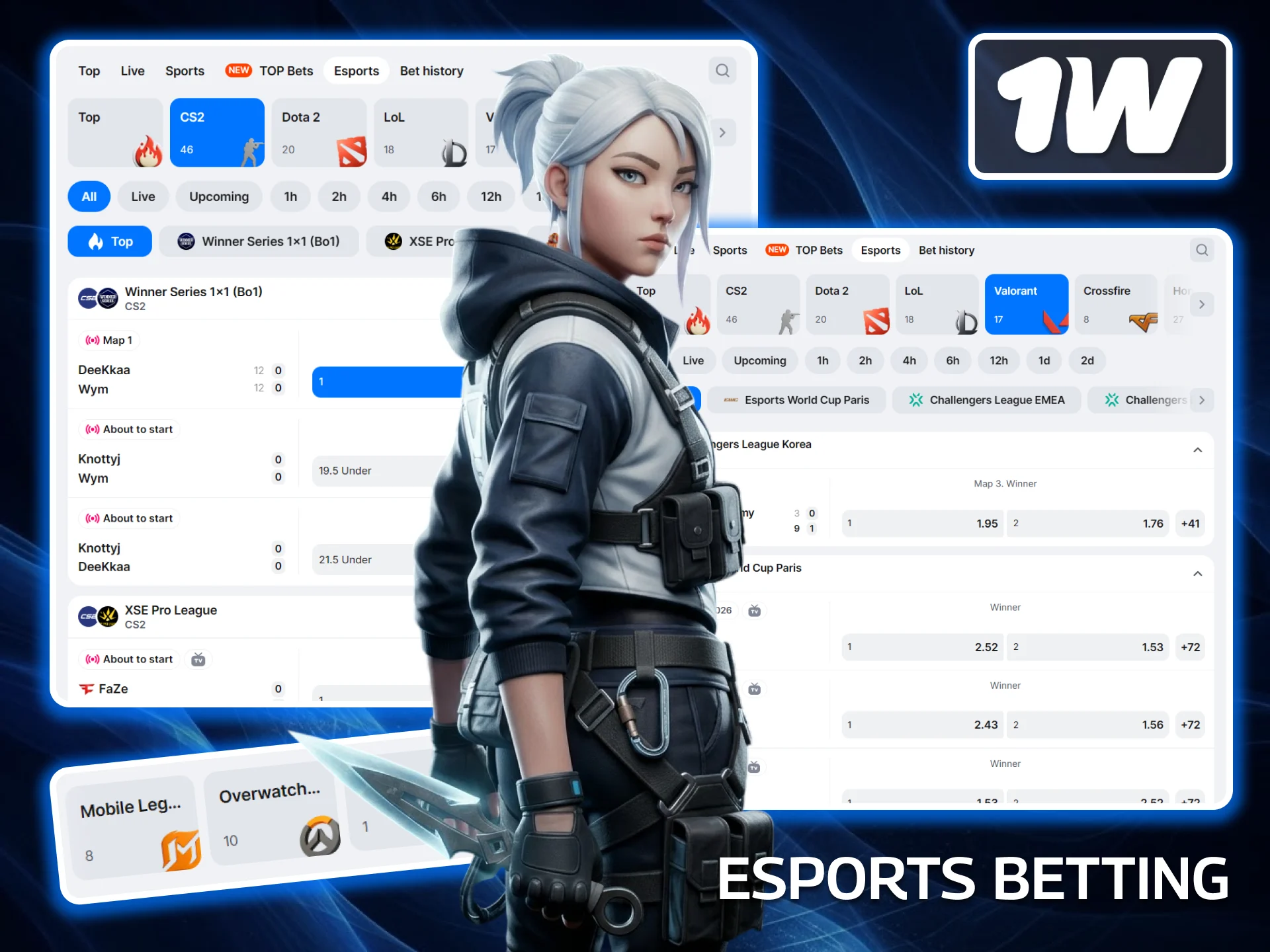 Tap into the digital arena and check out the rapidly growing world of professional competitive eSports betting at 1w.