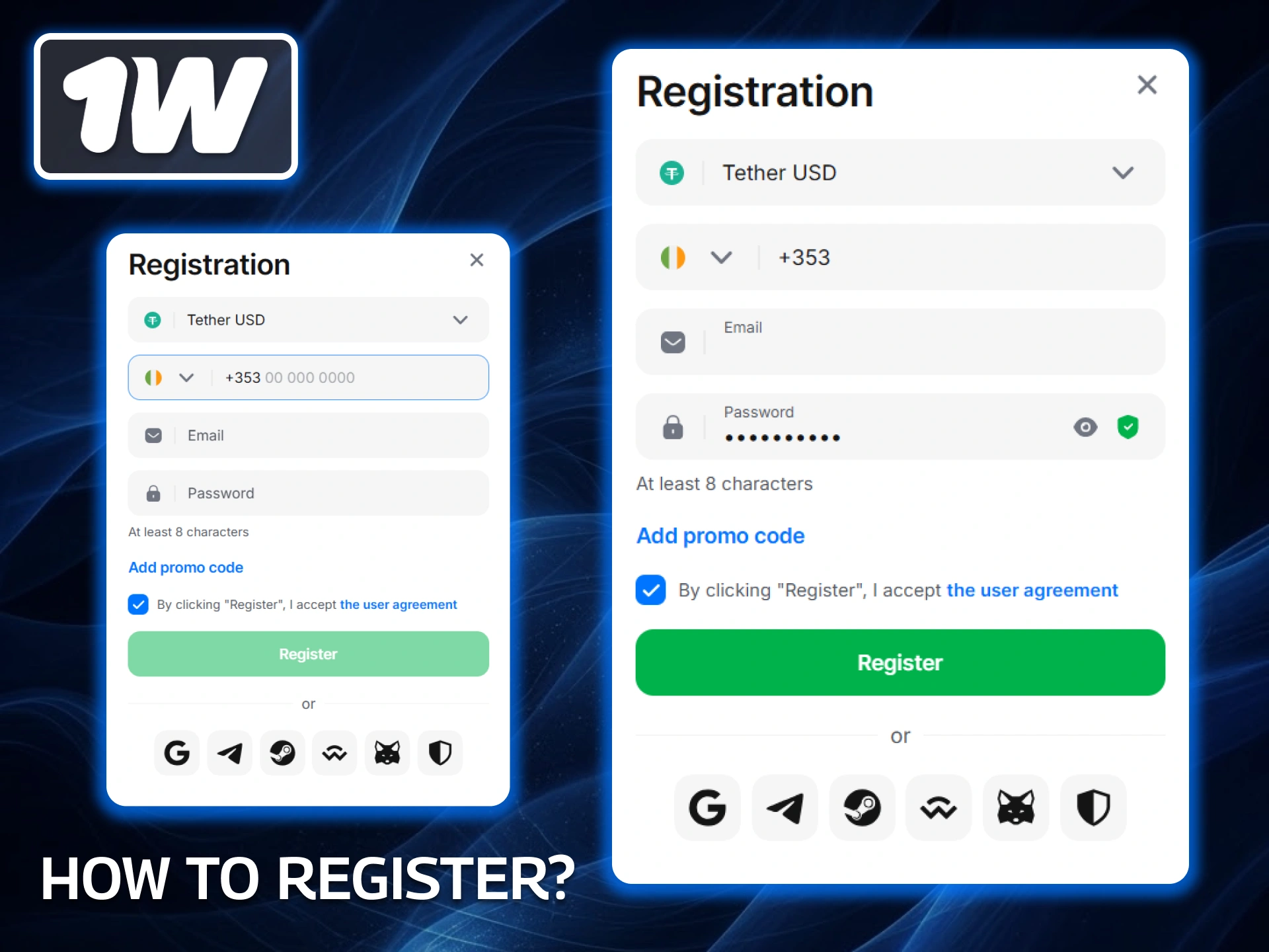 Follow these simple instructions to learn how to sign up for 1w and create your new gaming account in less than two minutes.