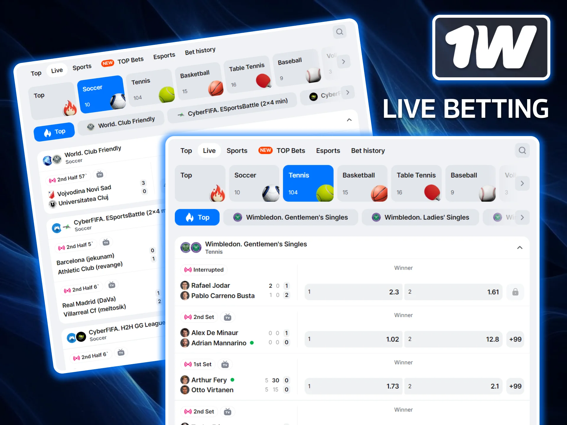 Capitalize on real-time game momentum and changing match dynamics by utilizing the Live betting option at 1w.