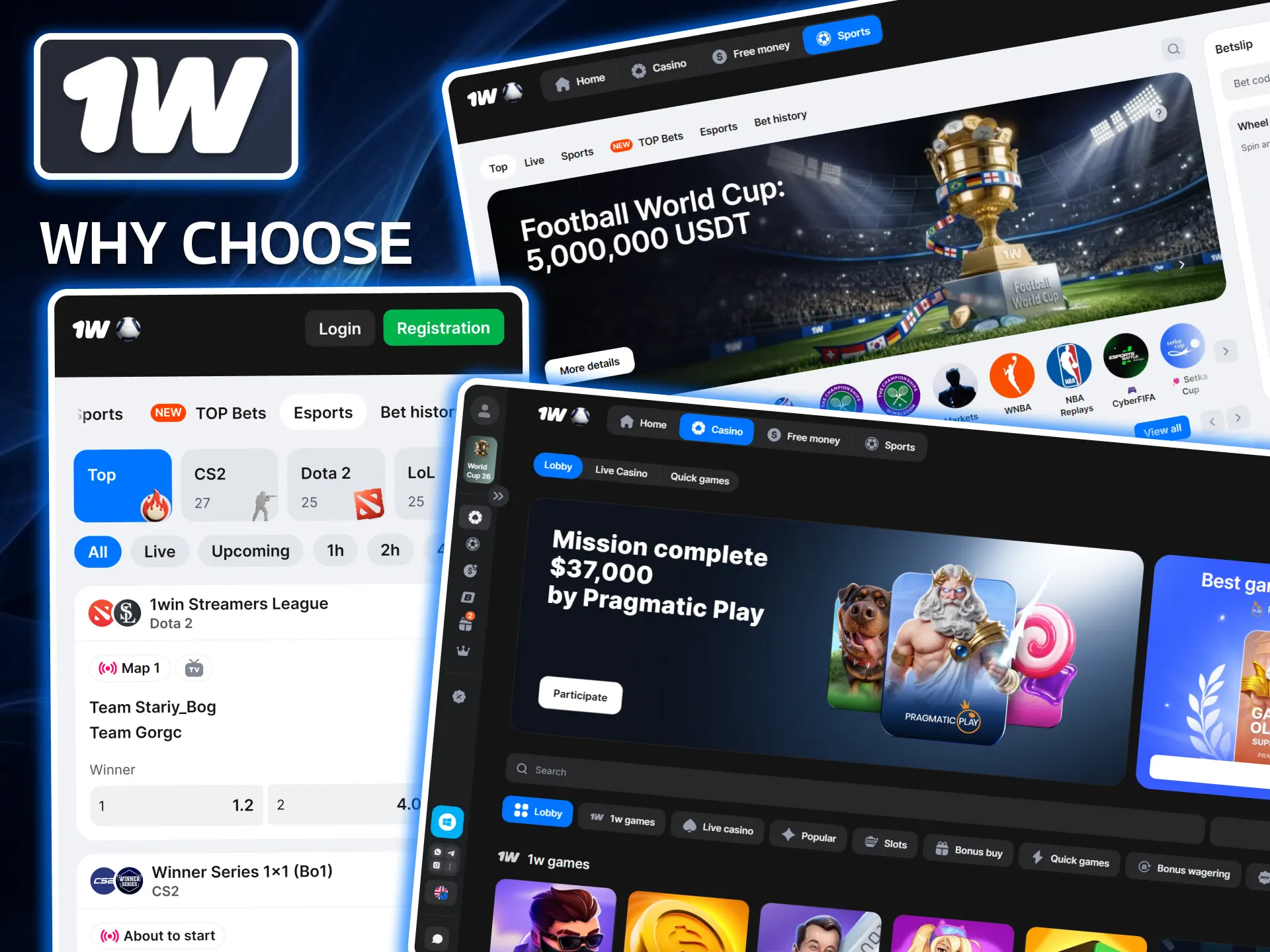 Find out why you should choose 1w in Ireland as your platform, offering extensive sports betting markets and top-tier casino entertainment.